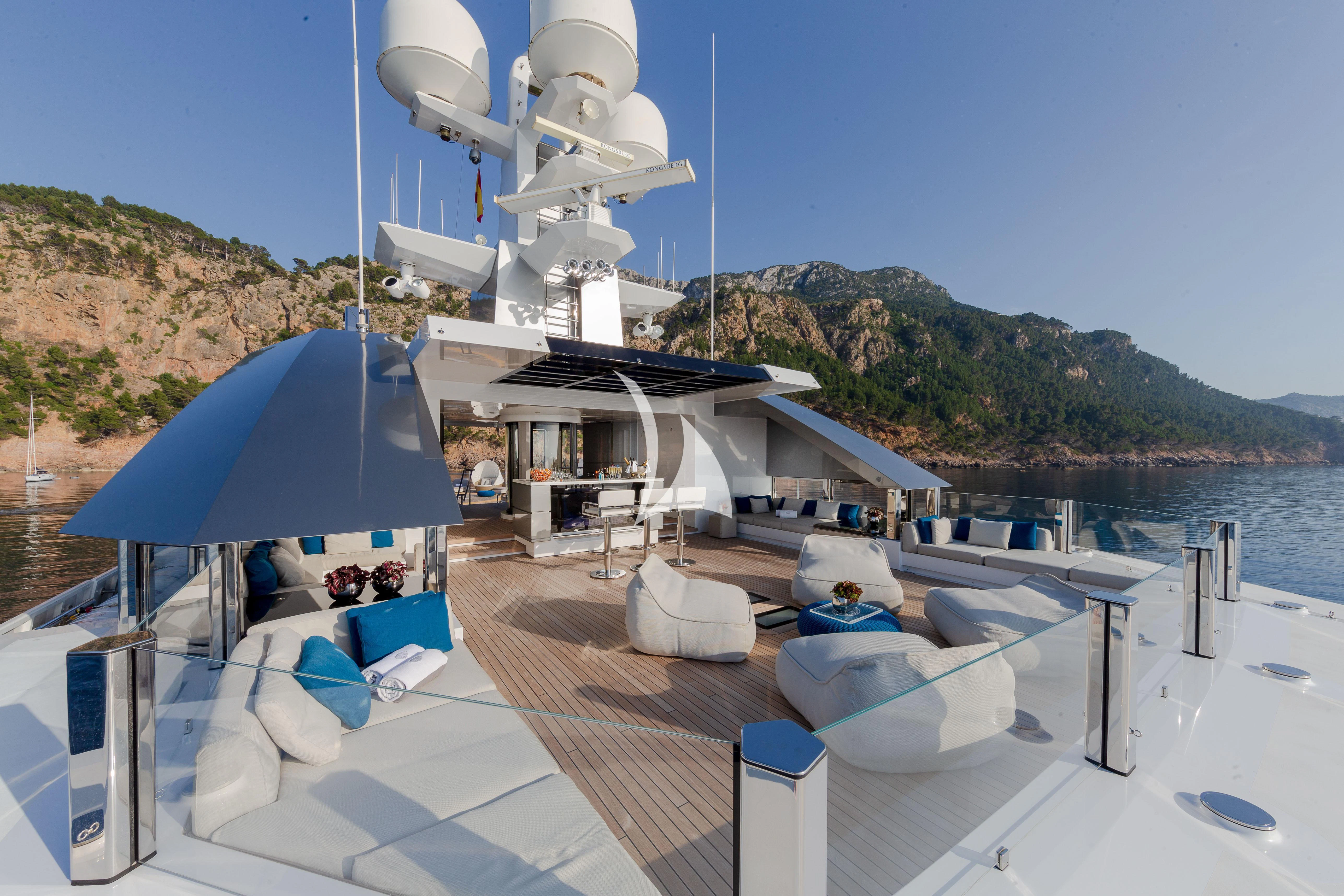 a boat dock with a group of people on it aboard STELLA MARIS Yacht for Sale