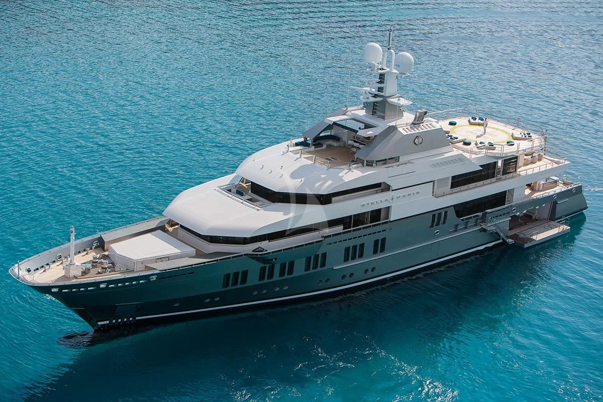 a large ship in the water aboard STELLA MARIS Yacht for Sale