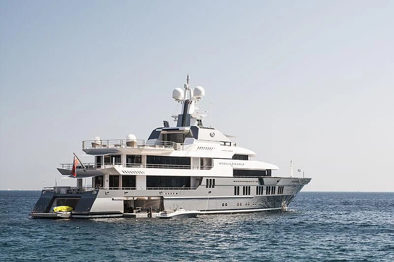 a large white boat in the water aboard STELLA MARIS Yacht for Sale