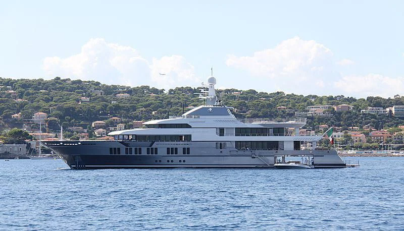 a large boat in the water aboard STELLA MARIS Yacht for Sale