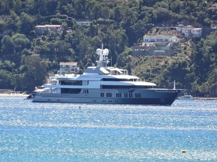 a large boat in the water aboard STELLA MARIS Yacht for Sale