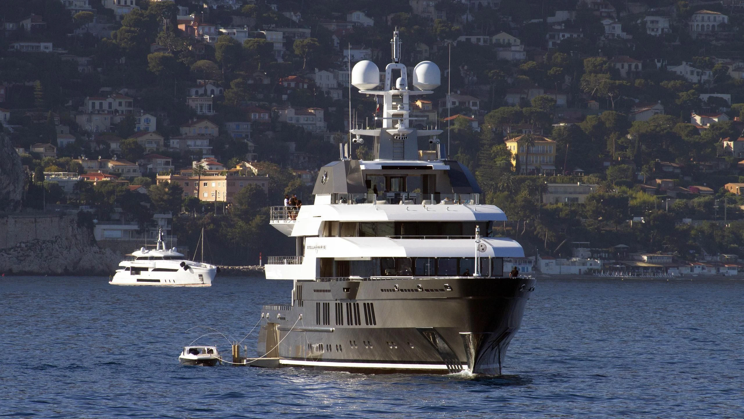 a large boat in the water aboard STELLA MARIS Yacht for Sale