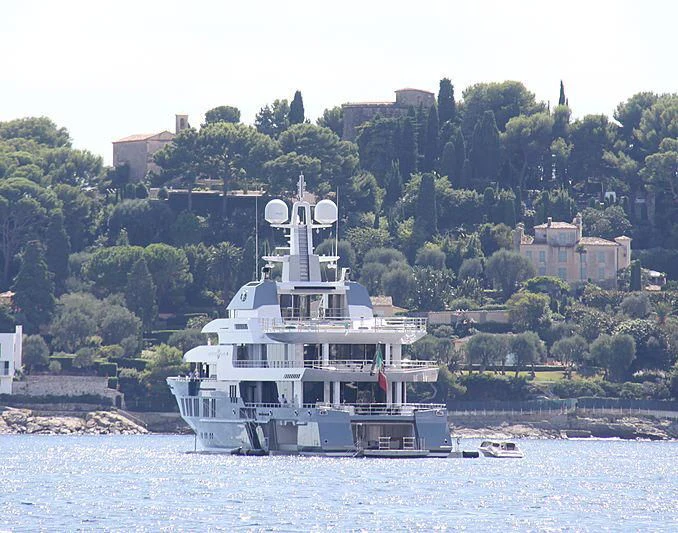 a large boat in the water aboard STELLA MARIS Yacht for Sale