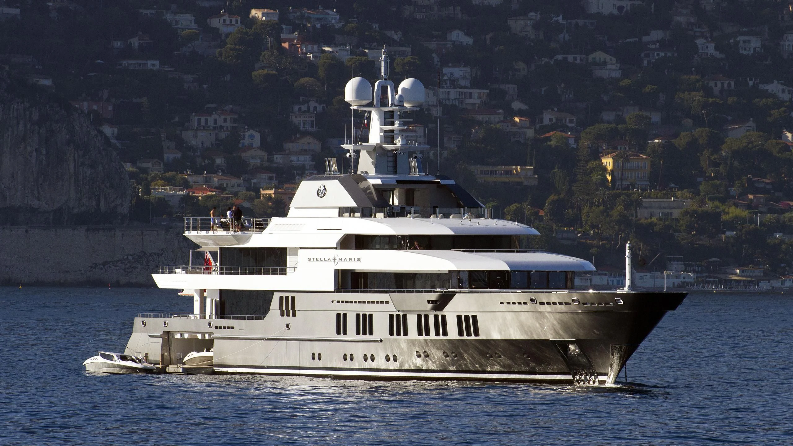 a large white boat in the water aboard STELLA MARIS Yacht for Sale