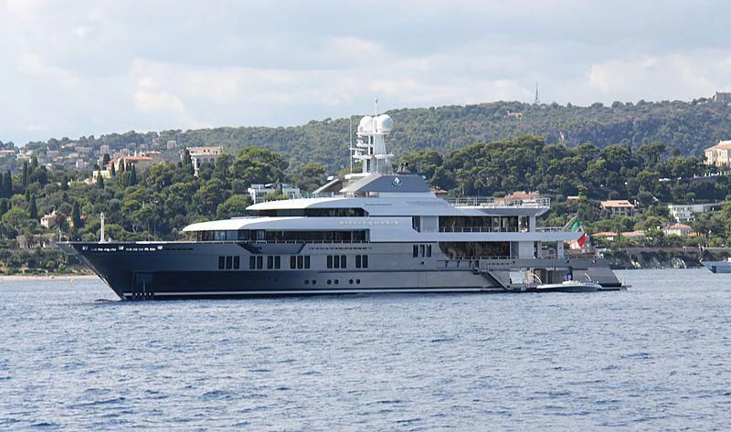 a large ship in the water aboard STELLA MARIS Yacht for Sale