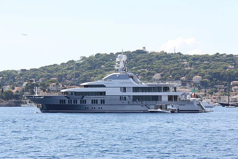 a large ship in the water aboard STELLA MARIS Yacht for Sale