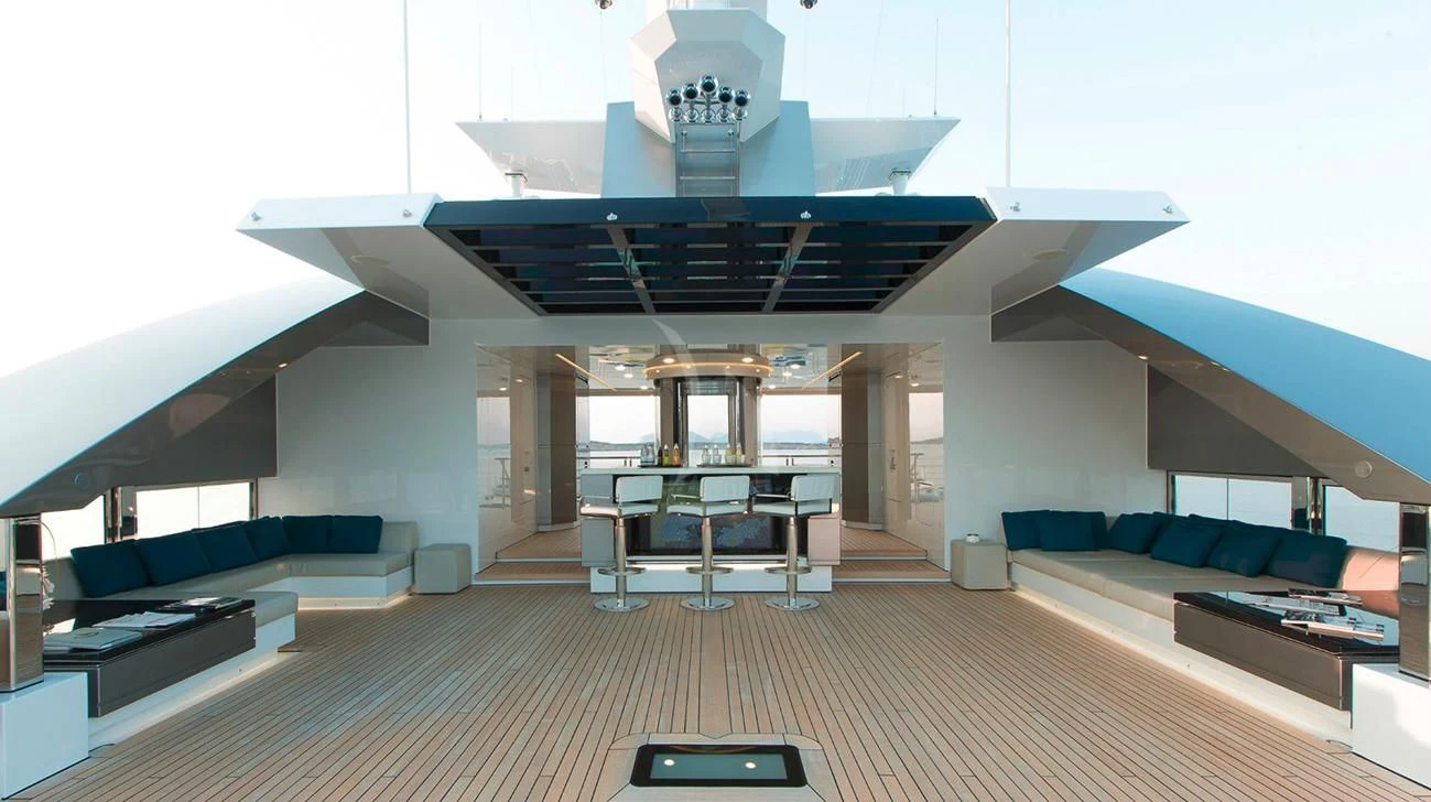 a large room with a large ceiling aboard STELLA MARIS Yacht for Sale