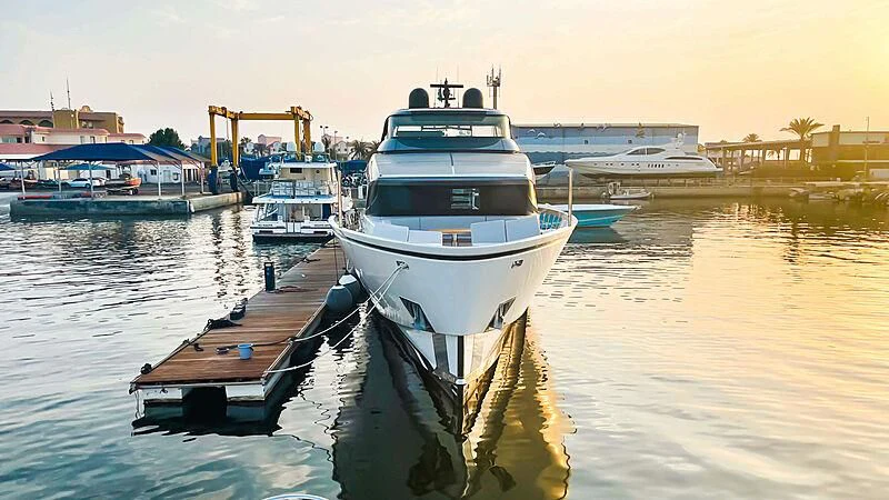 boats in a harbor aboard THANOON III Yacht for Sale