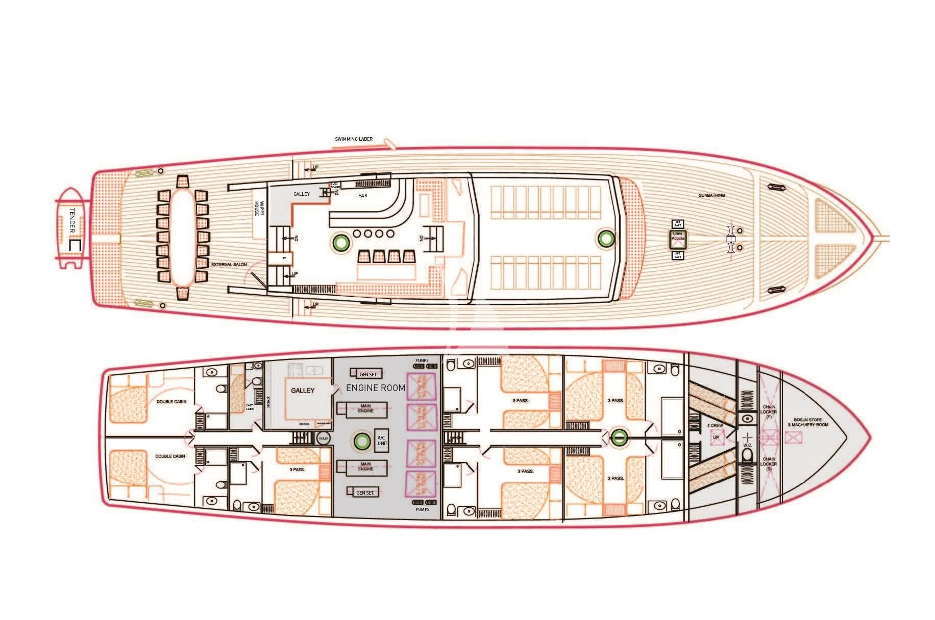 diagram aboard ERATO Yacht for Charter