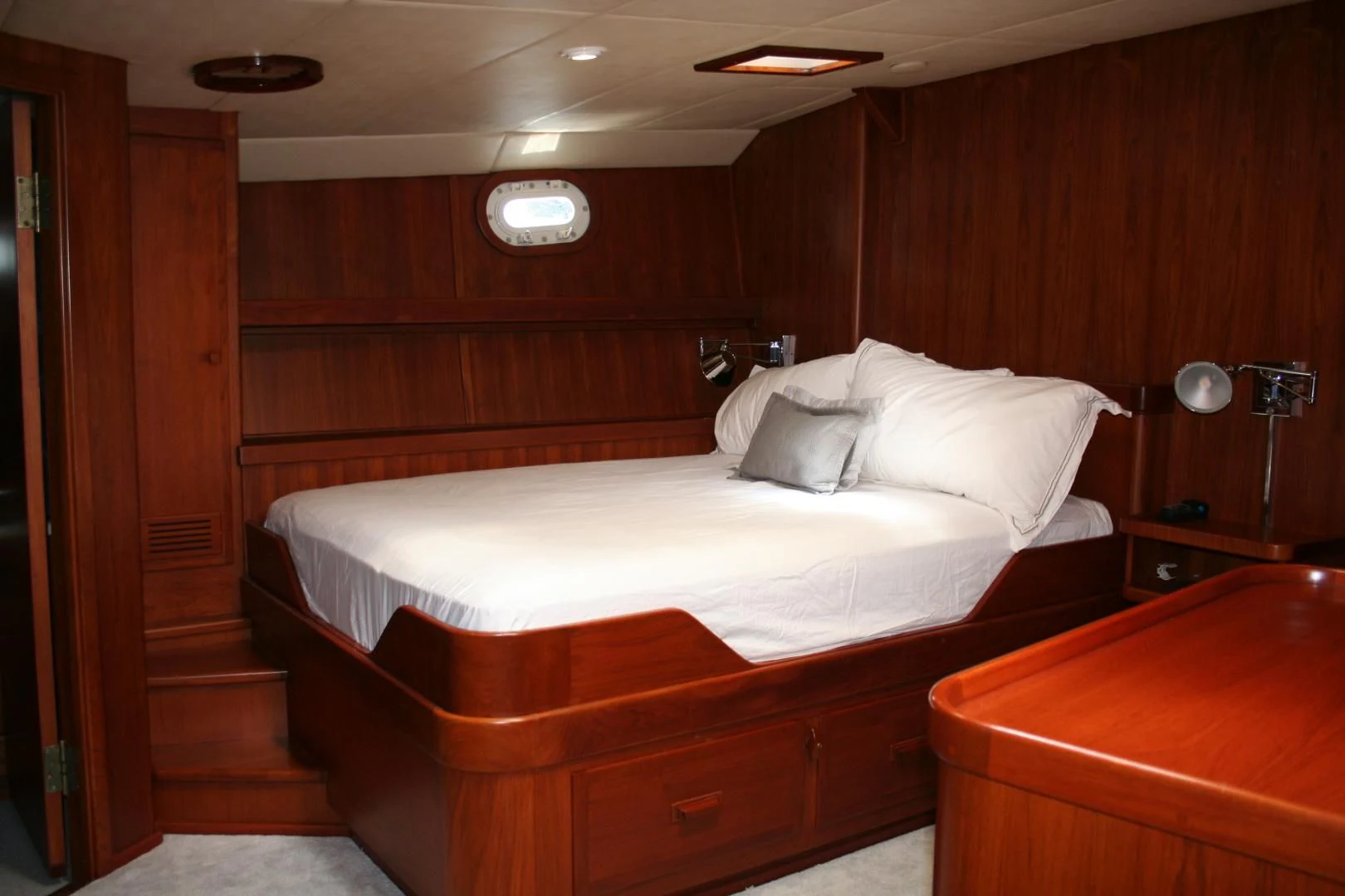 a bed in a room aboard SINDBAD Yacht for Sale