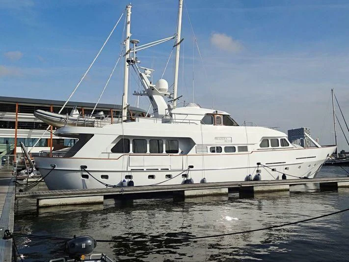 a white yacht in the water aboard SUAKIN Yacht for Sale