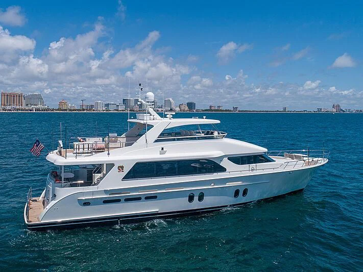 a large white yacht in the water aboard SAMARITANA Yacht for Sale