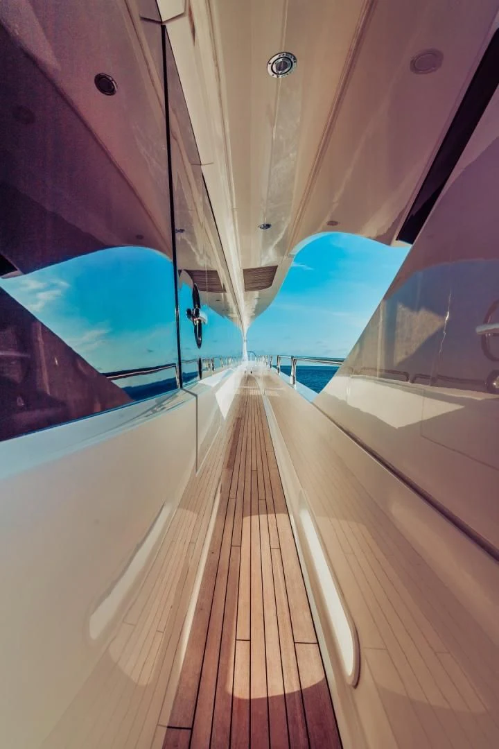 a person standing on a boat aboard VIVA LA VIDA Yacht for Sale