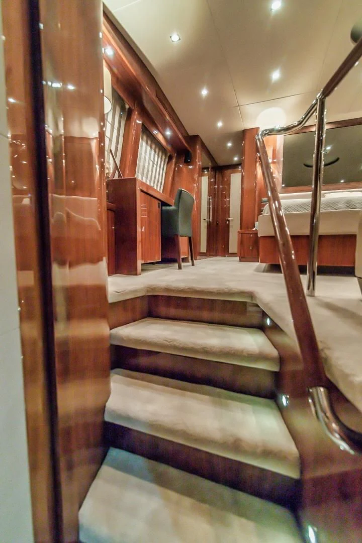 a staircase in a building aboard VIVA LA VIDA Yacht for Sale