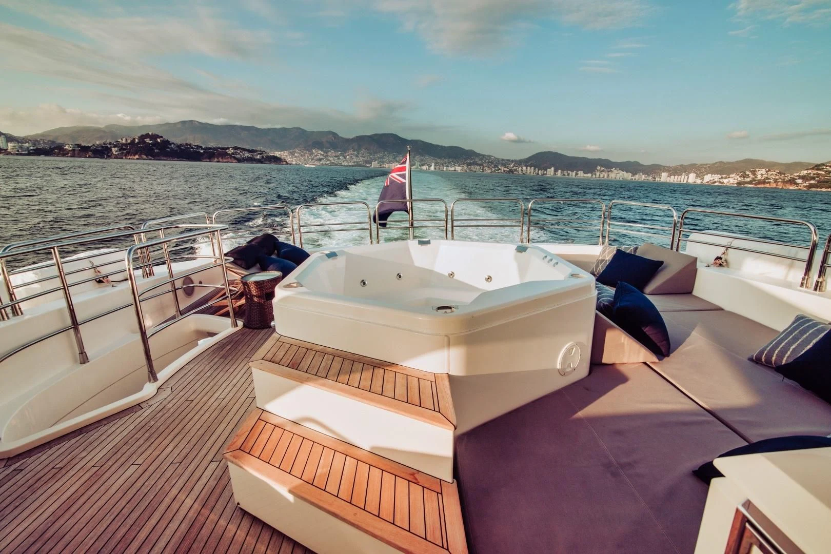 a boat on a deck aboard VIVA LA VIDA Yacht for Sale