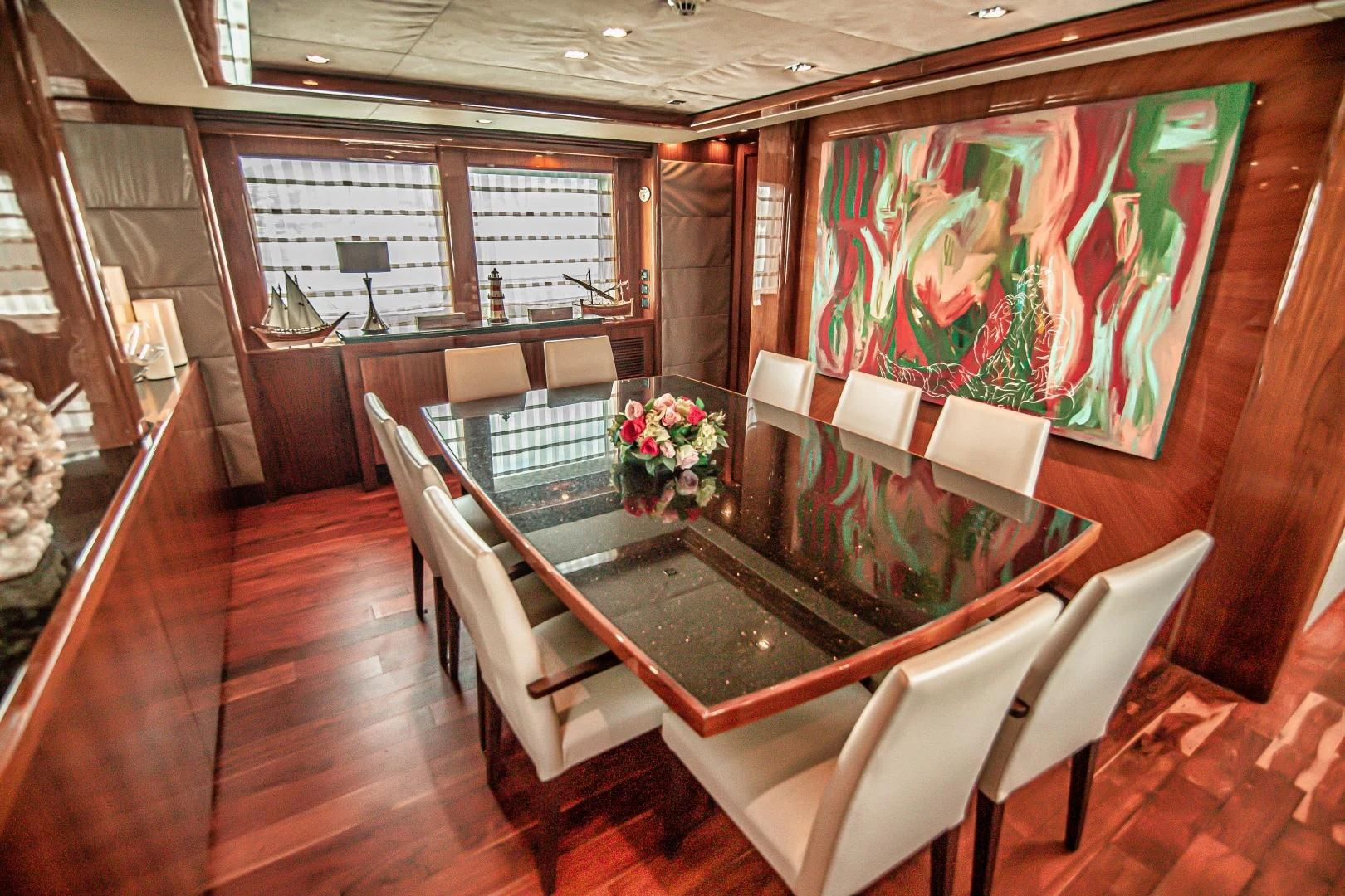 a room with chairs and a table aboard VIVA LA VIDA Yacht for Sale