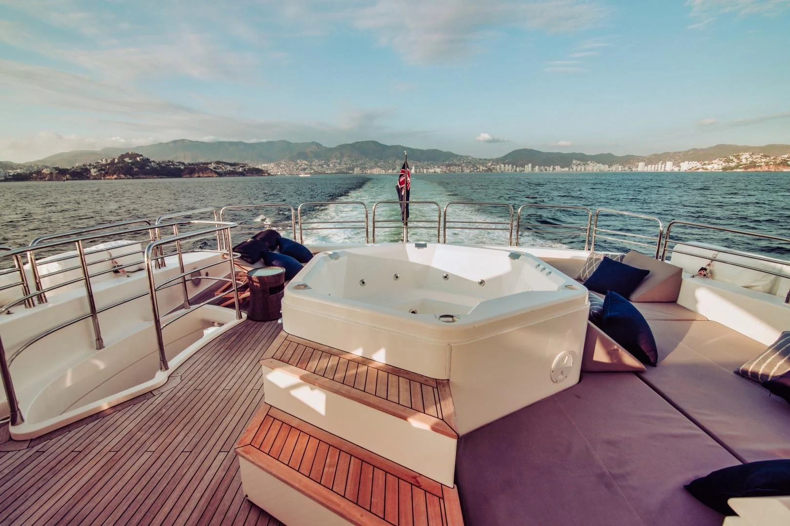 a boat on a deck aboard VIVA LA VIDA Yacht for Sale