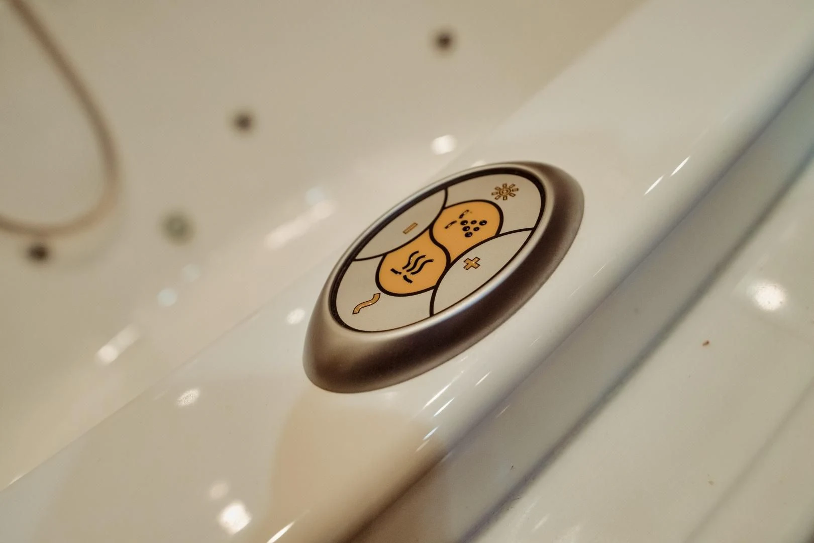 a couple of circular objects on a white surface aboard VIVA LA VIDA Yacht for Sale