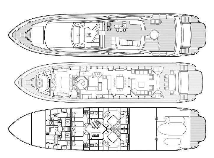 diagram, engineering drawing aboard VIVA LA VIDA Yacht for Sale