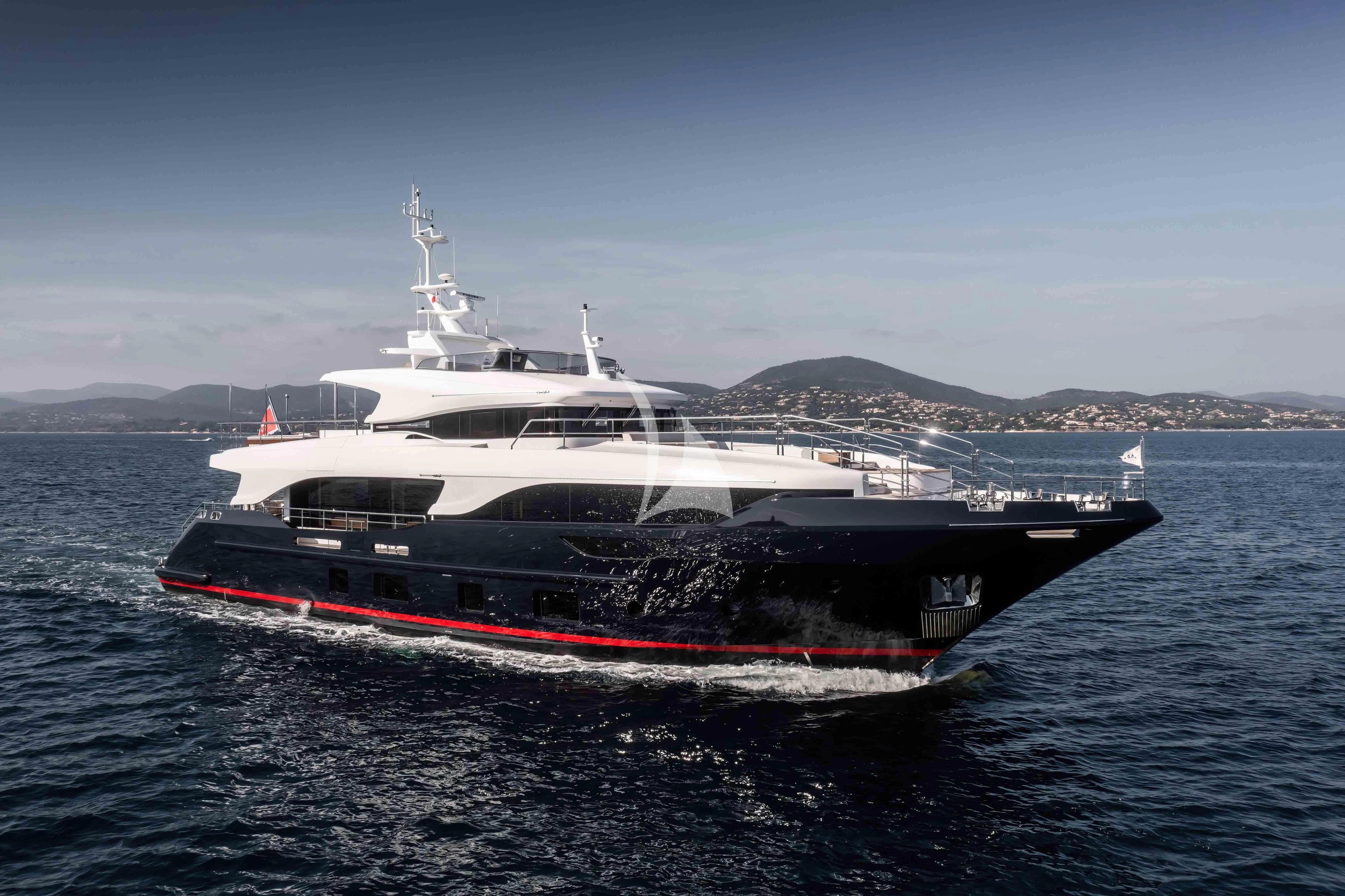 a large boat in the water aboard TONIC BLUE Yacht for Sale