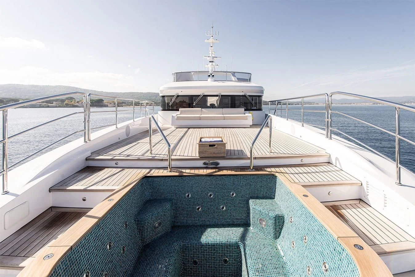 a boat on a deck aboard TONIC BLUE Yacht for Sale