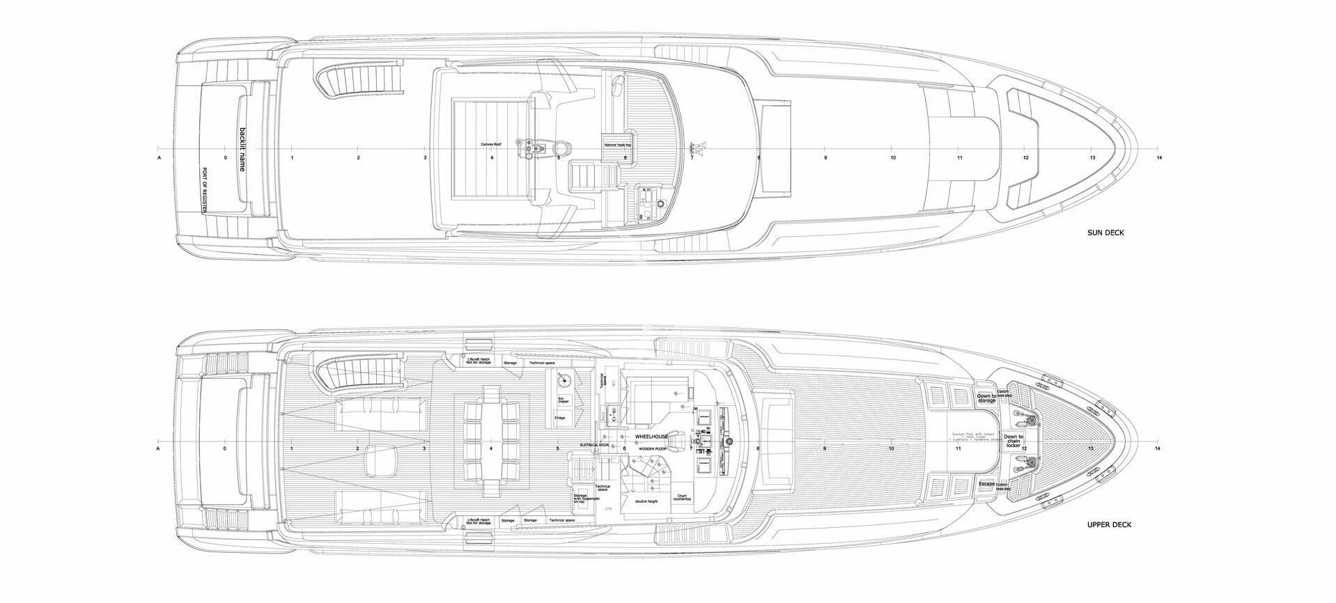 diagram, engineering drawing aboard TONIC BLUE Yacht for Sale