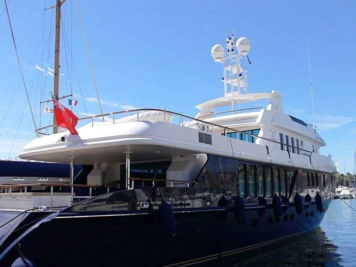 a large boat in the water aboard SEA D Yacht for Sale