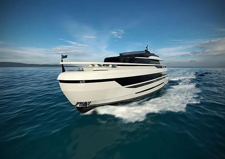 a white yacht on the water aboard SOLEIL Yacht for Sale