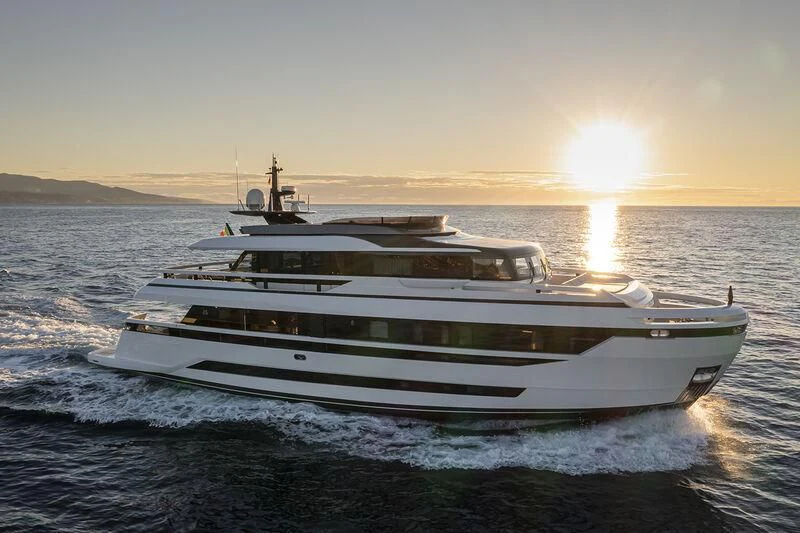 a white yacht on the water aboard SOLEIL Yacht for Sale