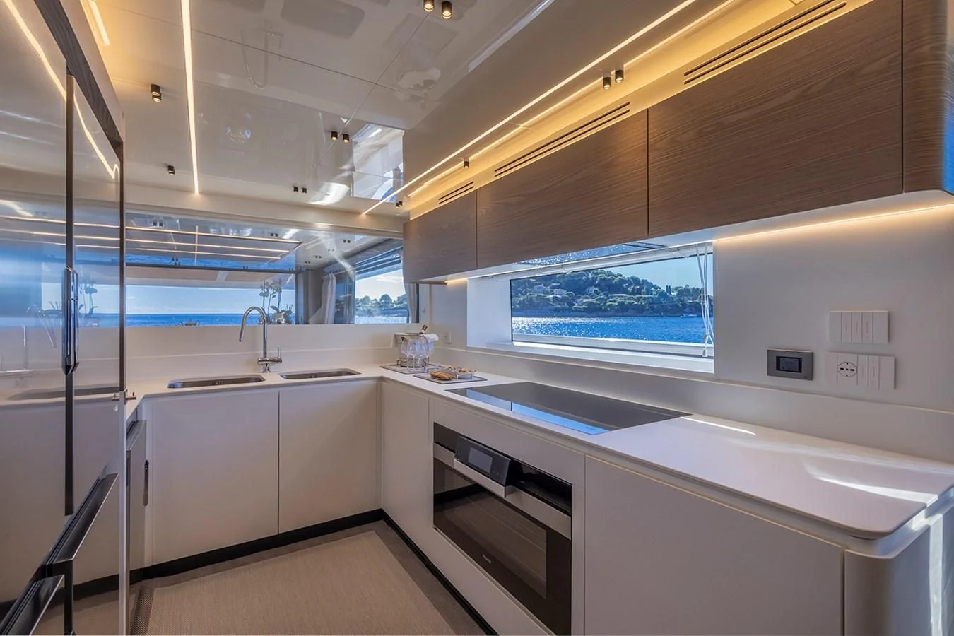 a room with a large window aboard SOLEIL Yacht for Sale