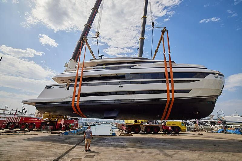 a large ship docked aboard SOLEIL Yacht for Sale