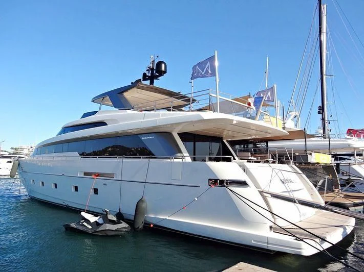 a large white yacht aboard CASA Yacht for Sale