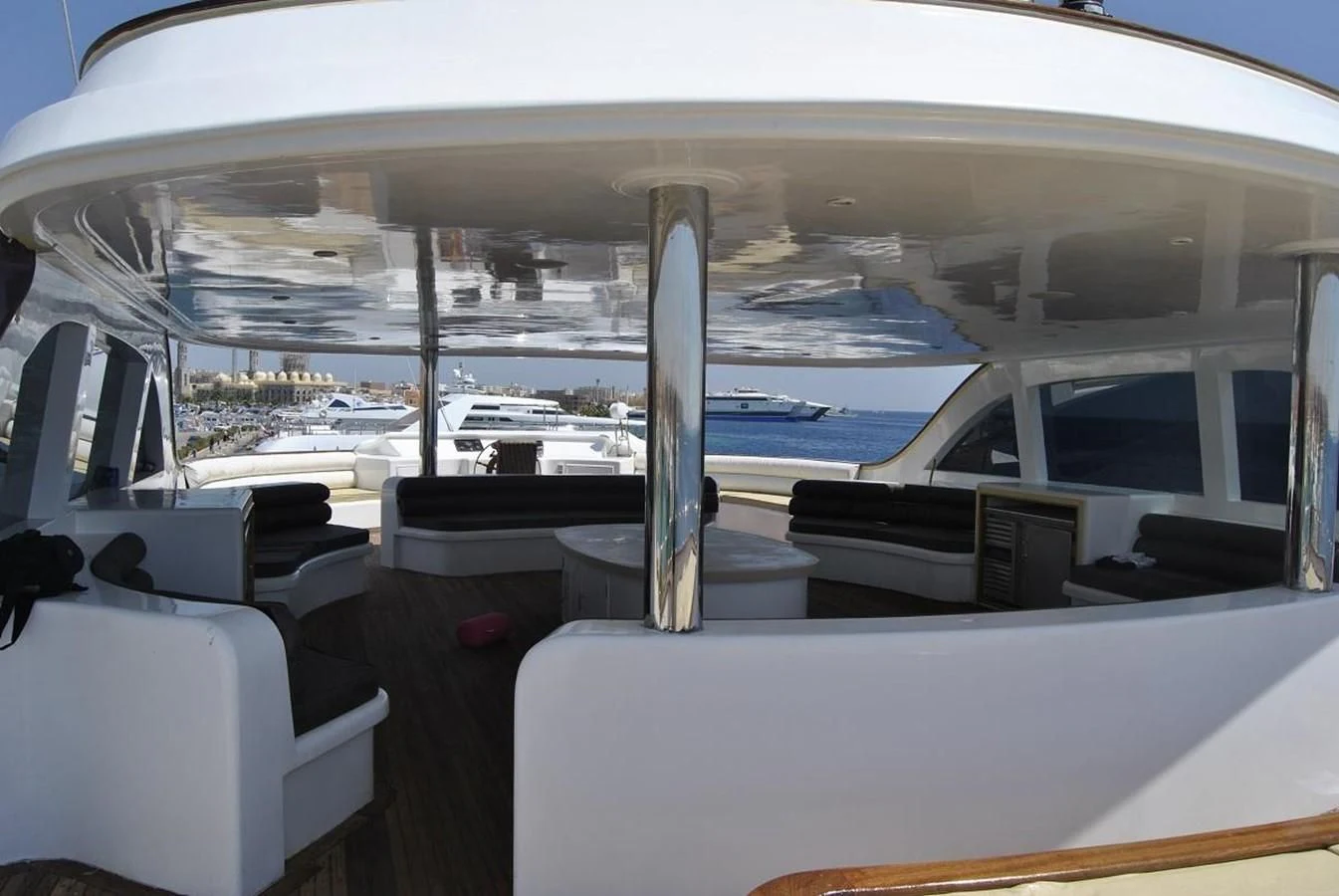 inside of a car aboard SCUBA SCENE Yacht for Sale