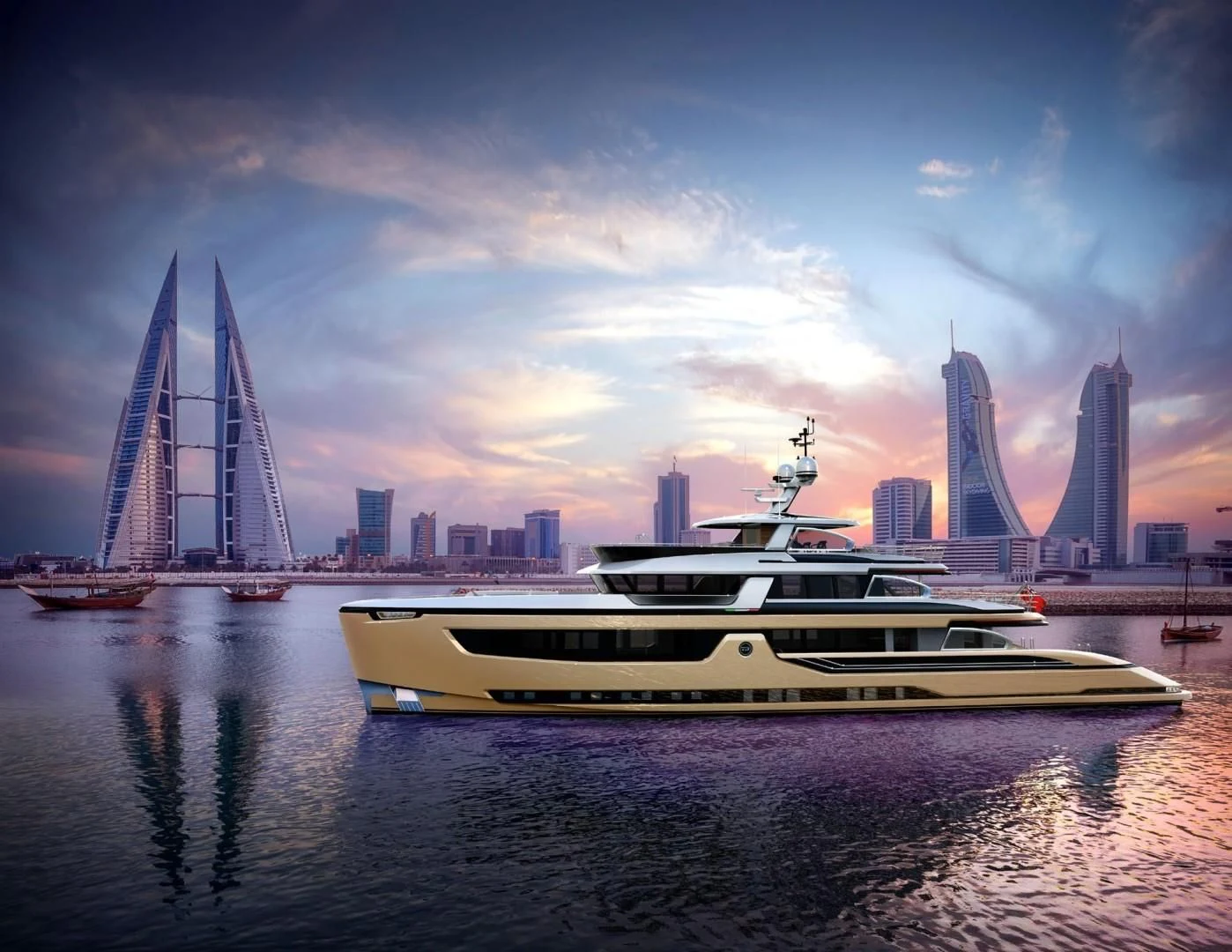 a boat in the water aboard DYNAMIQ GLOBAL 350 Yacht for Sale