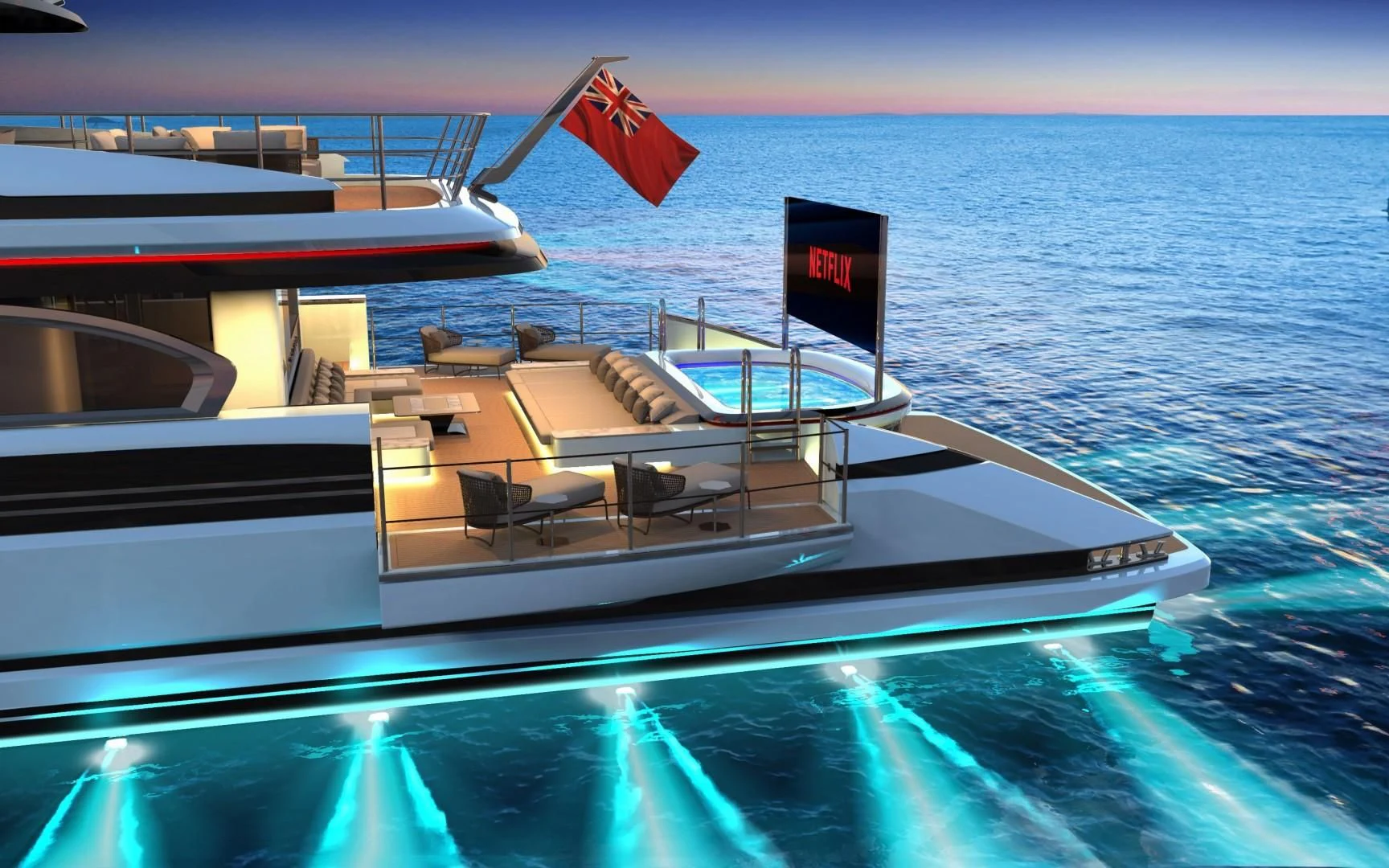 a boat on the water aboard DYNAMIQ GLOBAL 350 Yacht for Sale
