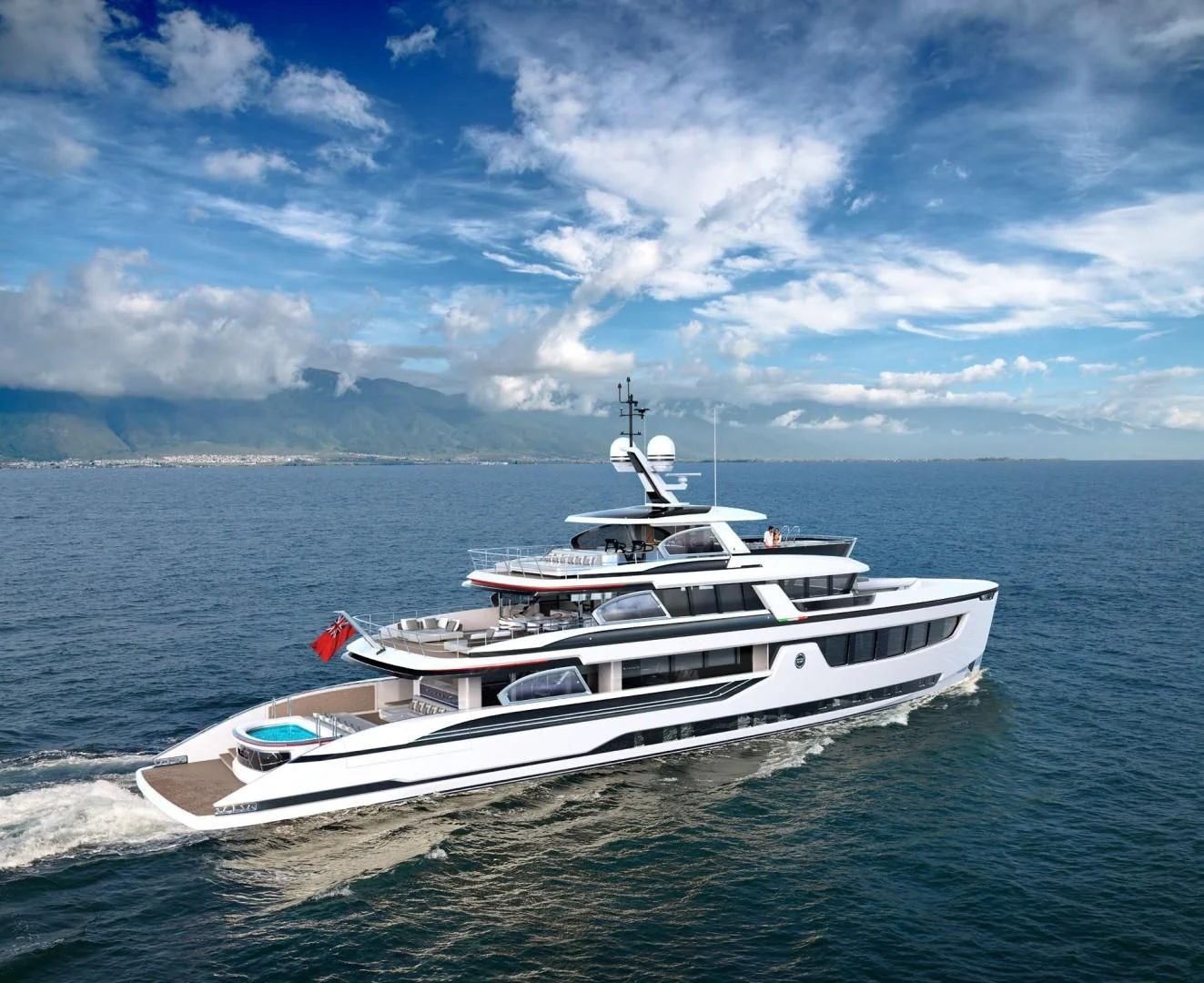 a boat on the water aboard DYNAMIQ GLOBAL 350 Yacht for Sale