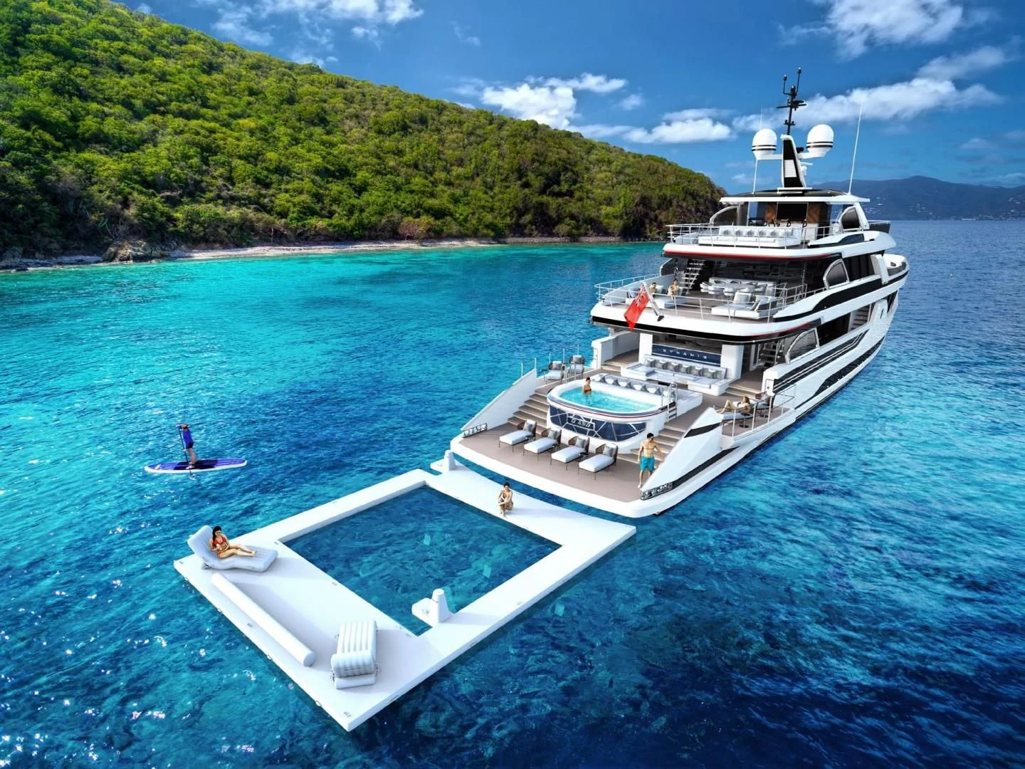 a boat sailing on the sea aboard DYNAMIQ GLOBAL 350 Yacht for Sale