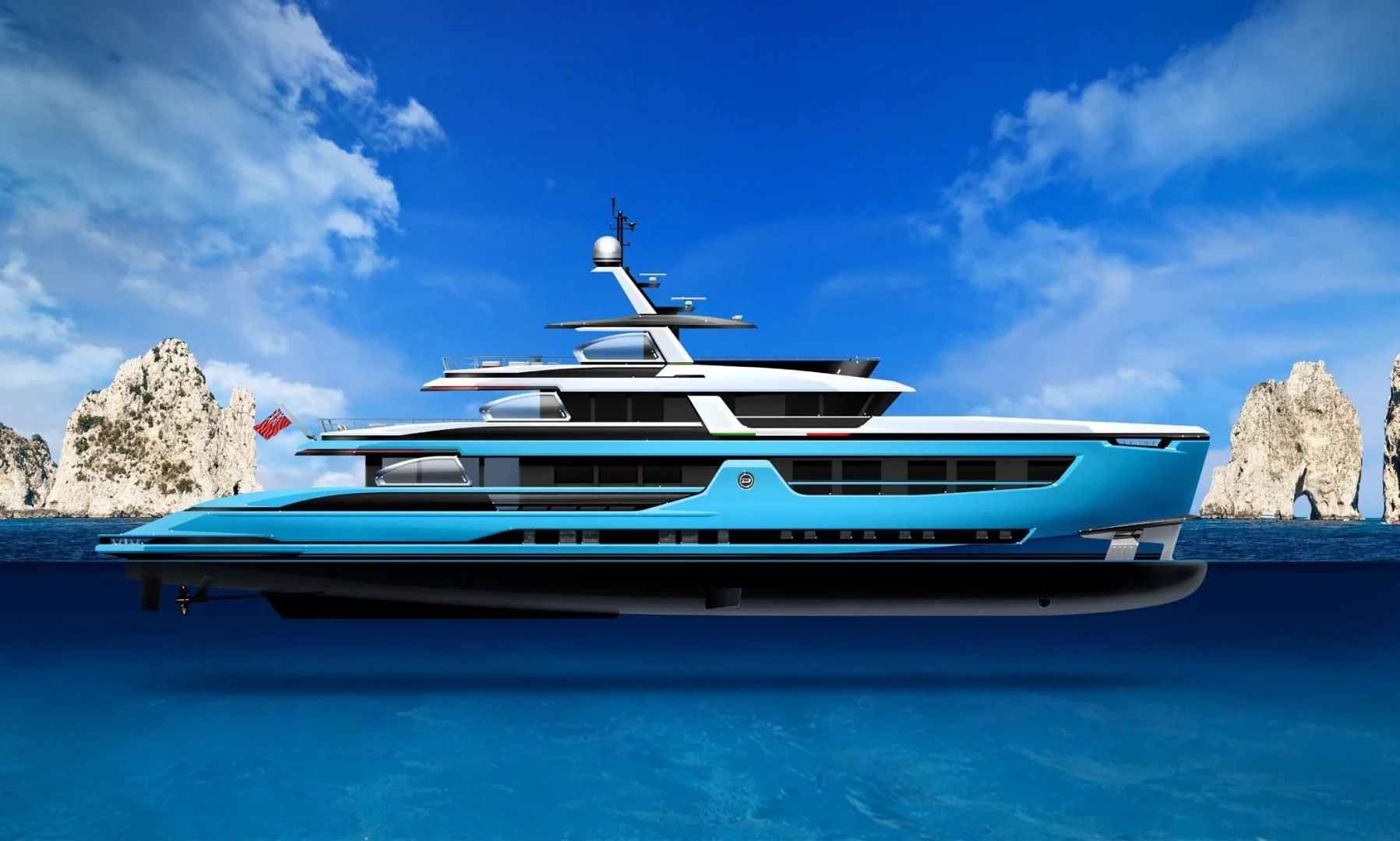 a boat in the water aboard DYNAMIQ GLOBAL 350 Yacht for Sale