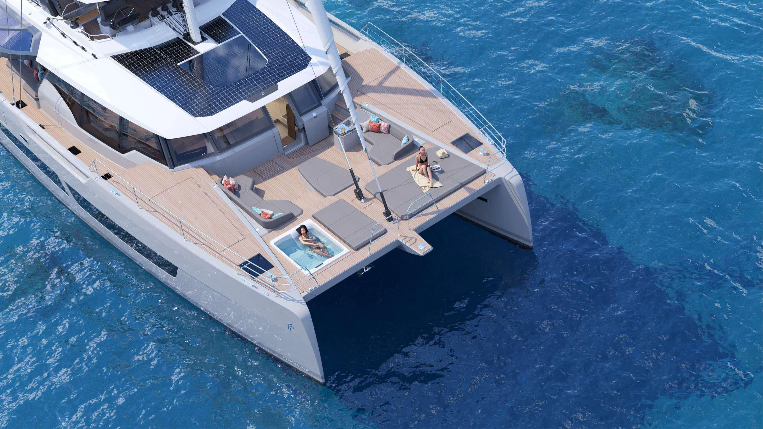a high angle view of a boat aboard SERENISSIMA III Yacht for Charter