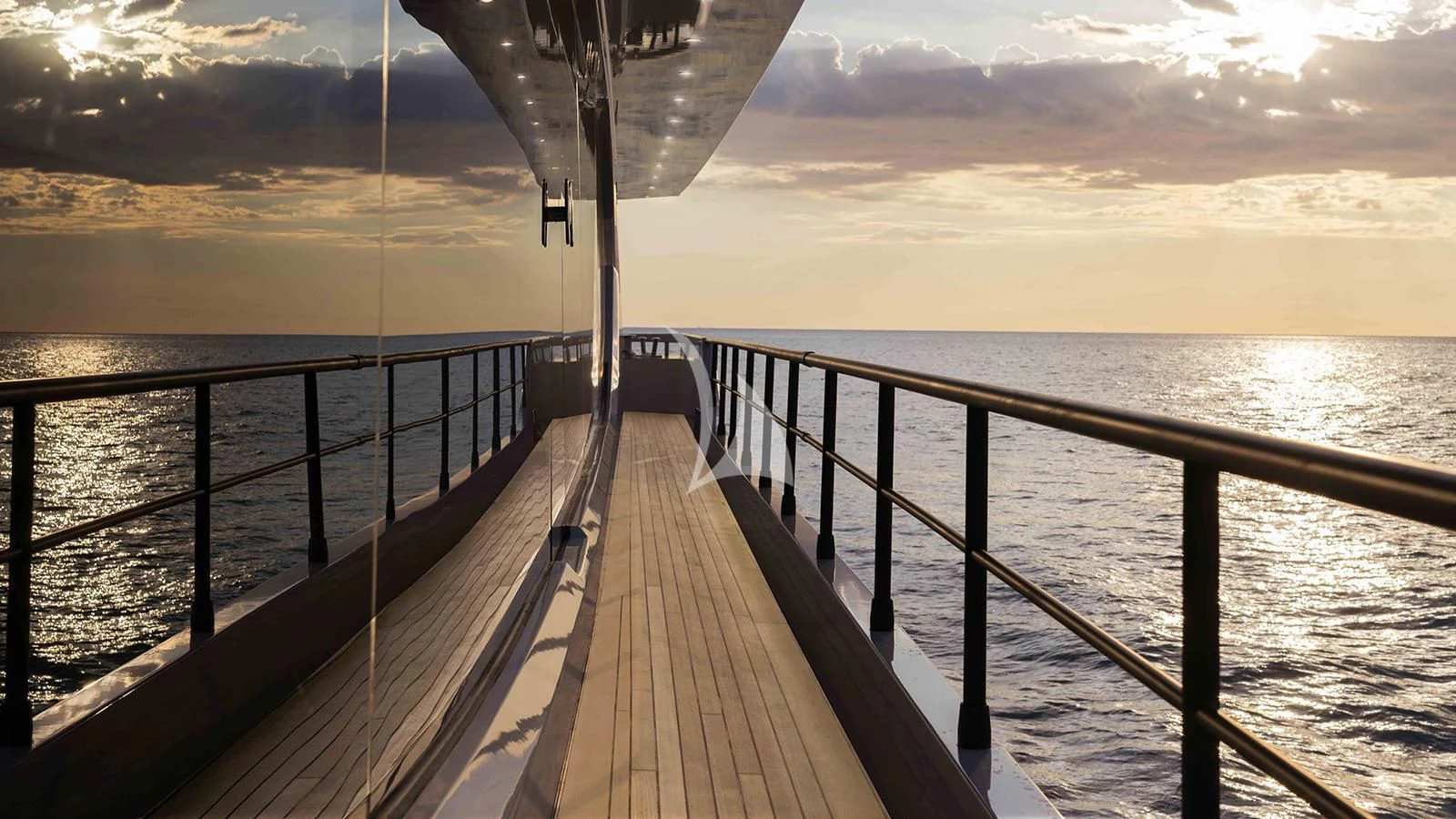 a wooden bridge over water aboard FOUR JOYS Yacht for Sale
