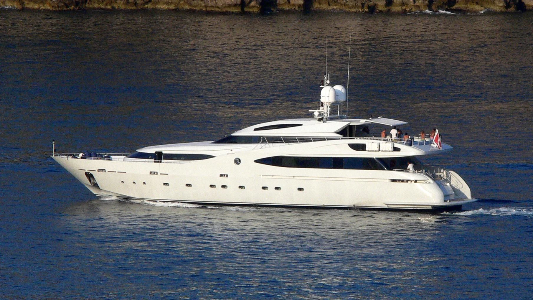 a white yacht on the water aboard BABYLON Yacht for Sale