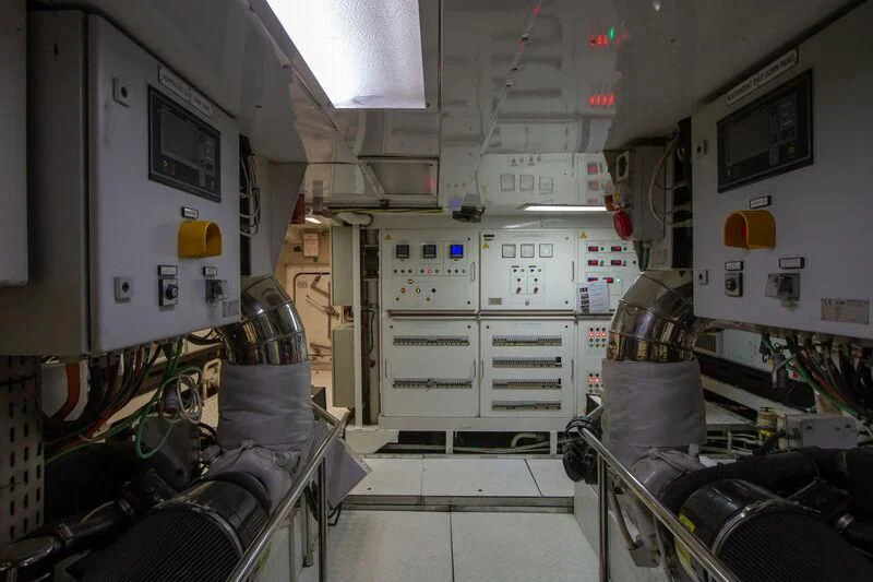 a room with machinery aboard BABYLON Yacht for Sale