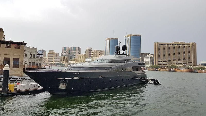 a large boat in the water aboard BABYLON Yacht for Sale