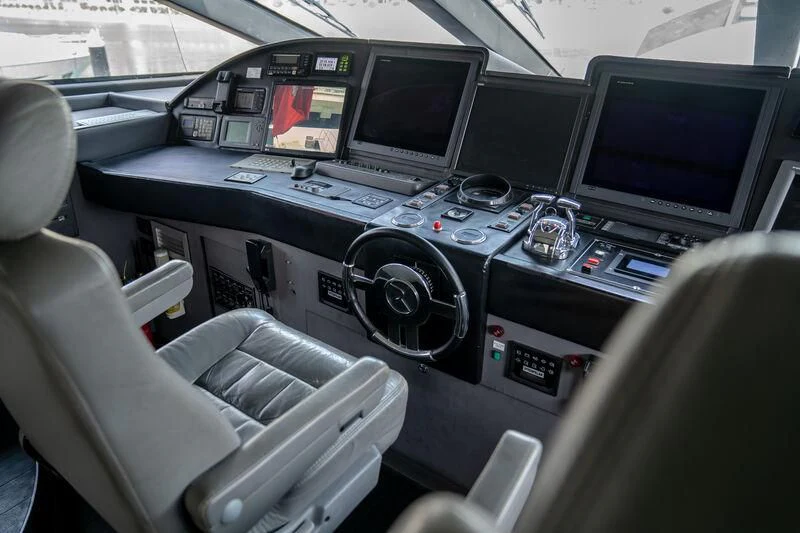 a car with monitors and monitors aboard BABYLON Yacht for Sale