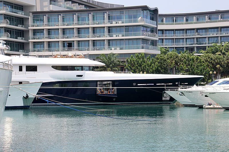 a boat on the water aboard LA FAMILIA Yacht for Sale