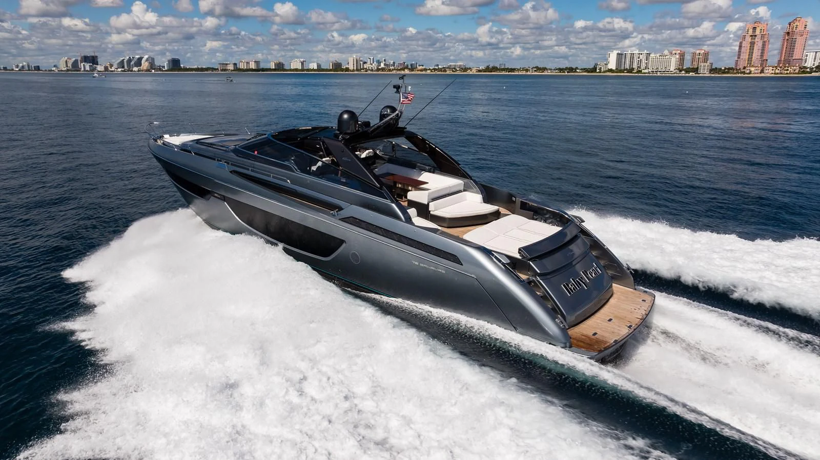 a speed boat on water aboard BABY PEARL Yacht for Sale