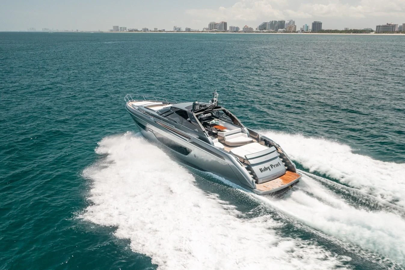 a boat driving on water aboard BABY PEARL Yacht for Sale