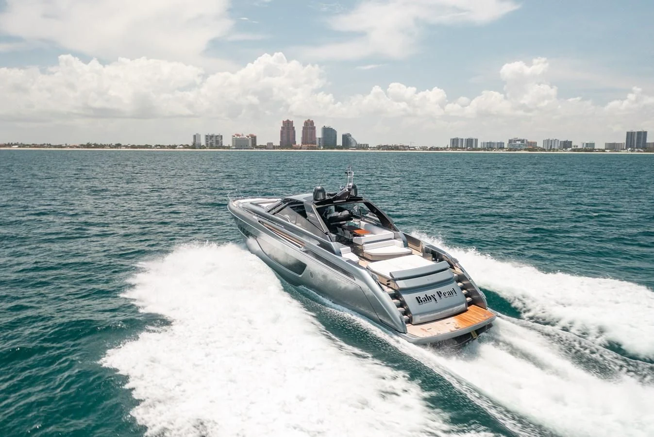 a boat driving on water aboard BABY PEARL Yacht for Sale