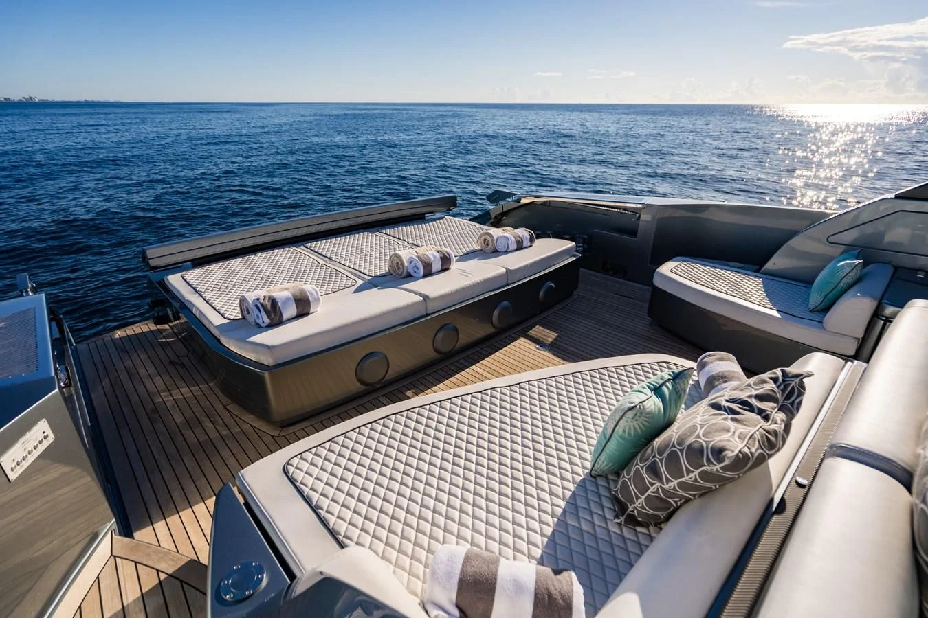 a boat on a deck aboard BABY PEARL Yacht for Sale