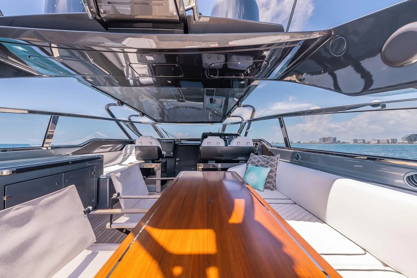 the inside of a car aboard BABY PEARL Yacht for Sale